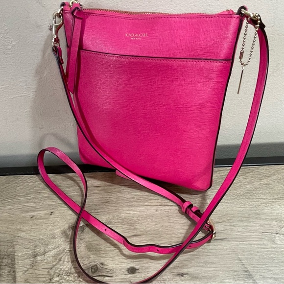 Coach Handbags - COACH Rose Pink NORTH SOUTH Swing Pack SAFFIANO LEATHER Cross Body PURSE Bag